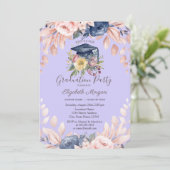 Invitation Floral Grad Casquette, Fleurs Clair Purple Graduat (Debout devant)
