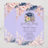 Invitation Floral Grad Casquette, Fleurs Clair Purple Graduat (Devant / Derrière)