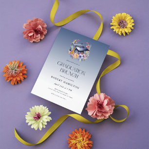 Invitation Floral Grad Casquette Grad Graduation Brunch Invit