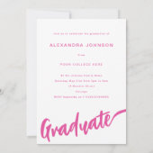 Invitation Floral Graduate Photo Pink Script Graduate Party (Dos)