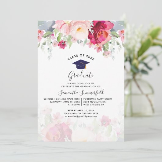 Invitation Floral Graduation 2024 Script Party (Debout devant)