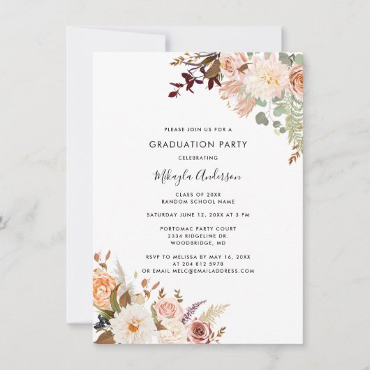 Invitation Floral Graduation 2025 Grad Photo Party (Devant)