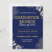 Invitation Floral Graduation Brunch Élégant Petit-Déjeuner Po (Devant)