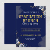 Invitation Floral Graduation Brunch Élégant Petit-Déjeuner Po (Devant / Derrière)