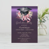 Invitation Floral Graduation Cap,Bow Purple Graduation (Debout devant)