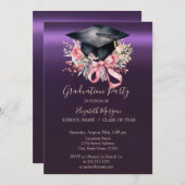 Invitation Floral Graduation Cap,Bow Purple Graduation (Devant / Derrière)