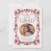Invitation Floral Graduation Photo Elegant Grad (Devant)