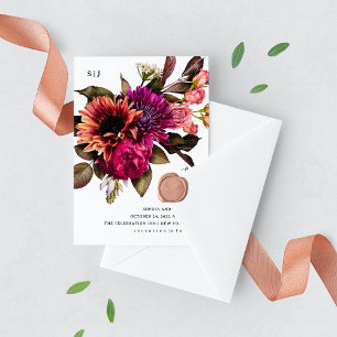 Invitation Floral gras Mariage dramatique et élégant