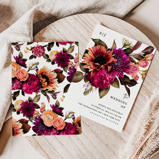 Invitation Floral gras | Mariage dramatique et élégant