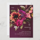 Invitation Floral gras | Mariage dramatique et élégant (Devant)