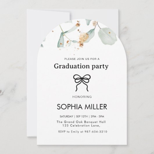 Invitation Floral Green Foliage Graduage Party (Devant)