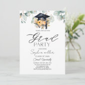 Invitation Floral Green Foliage Graduage Party (Debout devant)