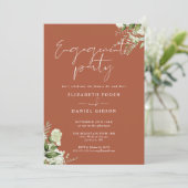 Invitation Floral Green Terracotta Partie d'engagement (Debout devant)