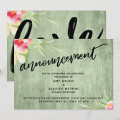 Invitation Floral Green Wood "Faire-part" Reporté Mariage (Devant / Derrière)