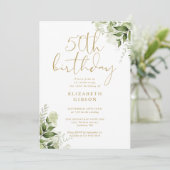 Invitation Floral Greenery 50e fête d'anniversaire (Debout devant)