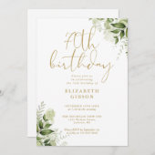 Invitation Floral Greenery 70e fête d'anniversaire (Devant / Derrière)