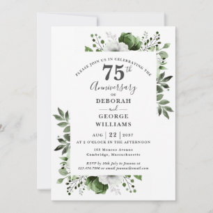 Invitation Floral Greenery 75e anniversaire du Mariage