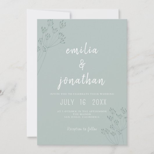 Invitation Floral Greenery Wedding (Devant)