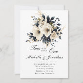 Invitation Floral gris blanc Deux deviennent un Mariage de la (Devant)