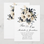 Invitation Floral gris blanc Deux deviennent un Mariage de la (Devant / Derrière)