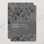 Invitation Floral gris foncé (Devant / Derrière)