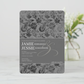 Invitation Floral gris foncé