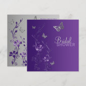 Invitation floral gris pourpre de Fête de la (Devant / Derrière)