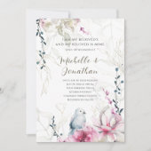 Invitation Floral gris rose avec Mariage de la Bible chrétien (Devant)