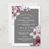 Invitation Floral gris violet fleurs de fleur sauvage botaniq (Devant)
