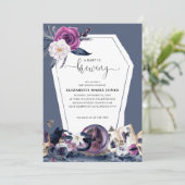 Invitation Floral Halloween Coffin Baby brasse douche (Debout devant)