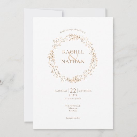 Invitation Floral Halo Laurel Garland Mariage (Devant)