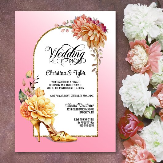 Invitation Floral High Talon Chaussure Arche rose Réception d
