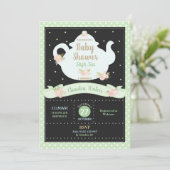Invitation Floral High Tea Party Baby shower neutre (Debout devant)