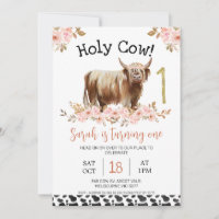 Floral Highland Holy Cow Cow Imprimer Premier Anni