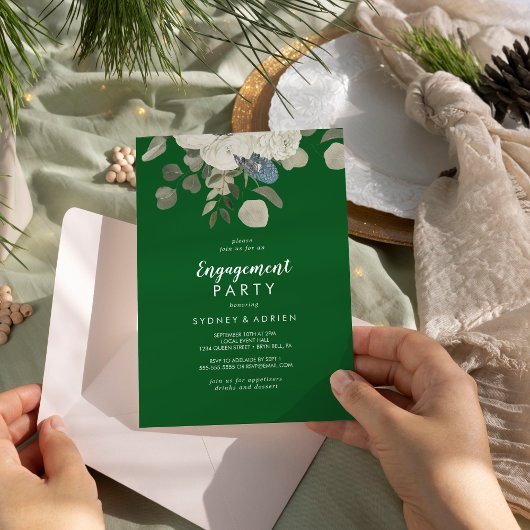 Invitation Floral hiver|Green Engagement Party