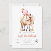 Invitation Floral Horse Gallop Sur Anniversaire (Devant)