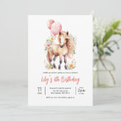 Invitation Floral Horse Gallop Sur Anniversaire (Debout devant)