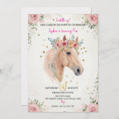 Invitation Floral Horse Kids Birthday Invite Template (Devant / Derrière)