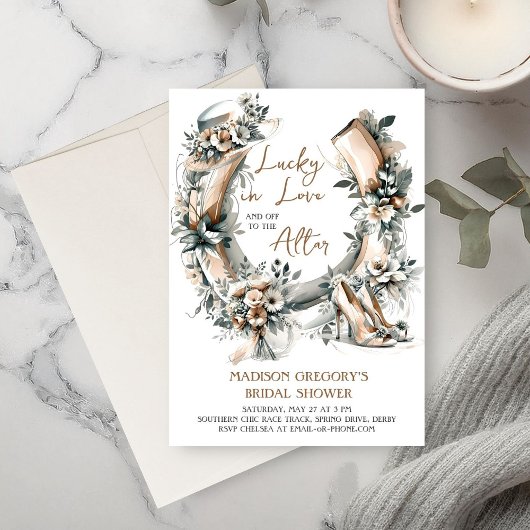 Invitation Floral Horseshoe Lucky In Love Derby Fête des mari