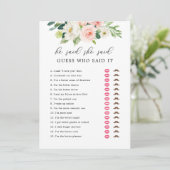 Invitation Floral Il A Dit Qu'Elle A Dit Fête des mariées Car (Debout devant)