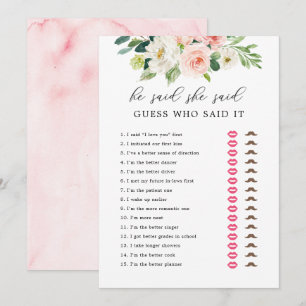 Invitation Floral Il A Dit Qu'Elle A Dit Fête des mariées Car