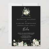 Invitation Floral ivoire moderne espagnol avant et Mariage ar (Devant)