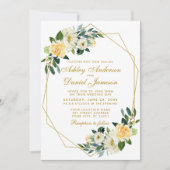 Invitation Floral Jaune Chasseur d'or Vert Mariage géométriqu (Devant)