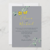 Invitation Floral Jaune et gris minima Mariage (Devant)