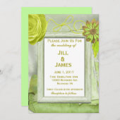 Invitation Floral Jaune et Mariage vert (Devant / Derrière)