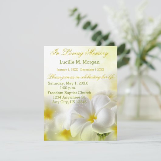 Invitation Floral jaune| Funérailles| Service commémoratif (Debout devant)