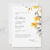Invitation Floral Jaune Moderne Avec Mariage (Devant)