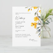 Invitation Floral Jaune Moderne Avec Mariage (Debout devant)