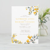 Invitation Floral Jaune moderne Pas de parents Mariage (Debout devant)