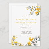 Invitation Floral Jaune moderne Pas de parents Mariage (Devant / Derrière)